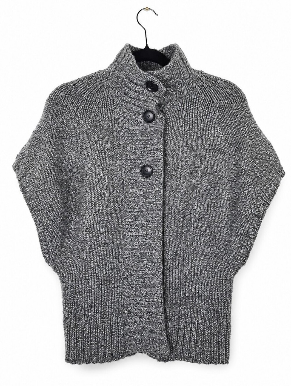 Theory Innes Wool Shaker Knit Cape Cardigan Poncho Minimalist Quiet Luxe Size M